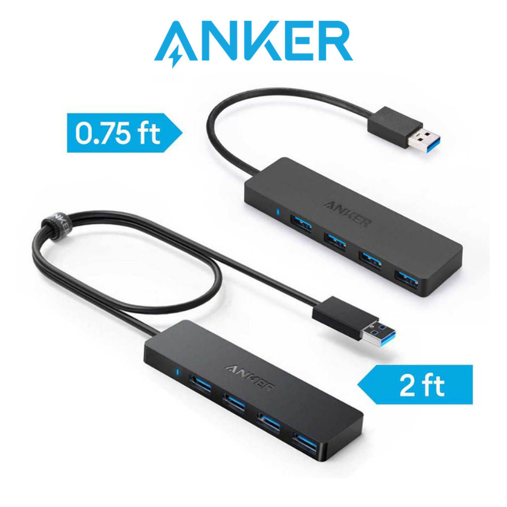 Anker Ultra Slim 4 พอร์ต USB 3.0 Data Hub 0.75ft/2ft Extended Cable สําหรับ Macbook iMac Surface Pro