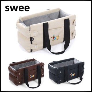 SWEE กระเป๋าเดินทางสัตว์เลี้ยงในรถยนต์, PU Leater เบาะนั่งนิ…