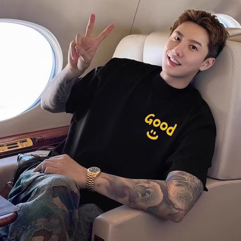 COD 2025 Left Chest Good Print Short Sleeve Unisex Couple T-Shirt American High Street Loose Fit Pur