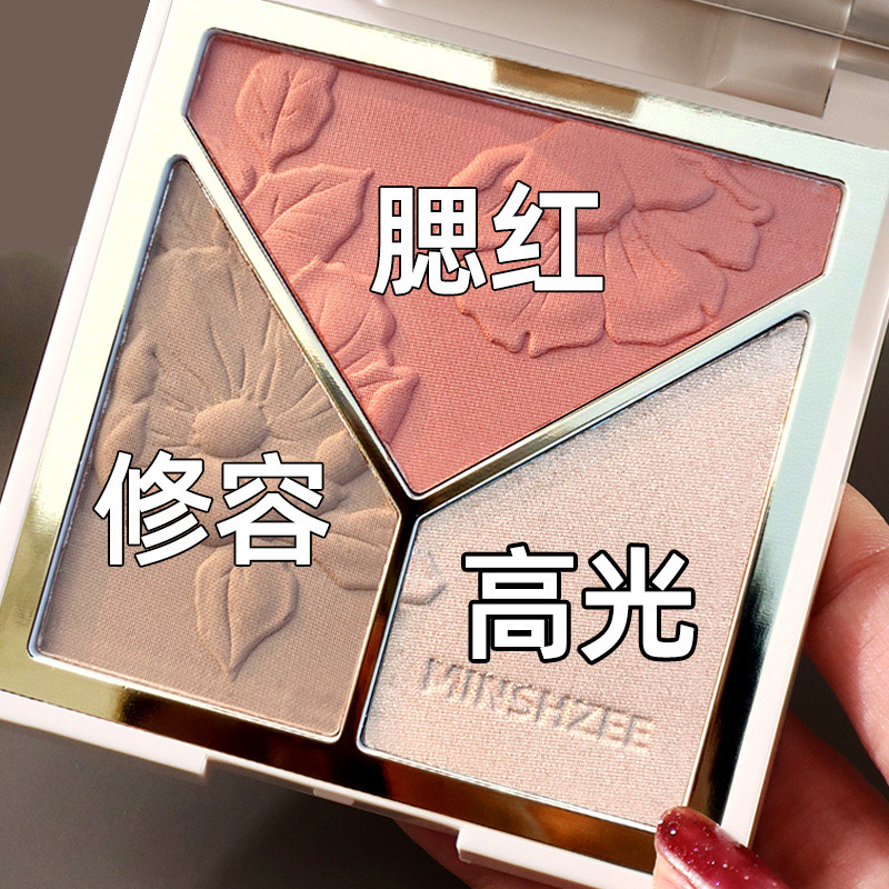 [คลังสินค้าพร้อม] Ming Xizhi Highlighter Brightening Contouring Plate Glitter Matte Shadow Blush Hig
