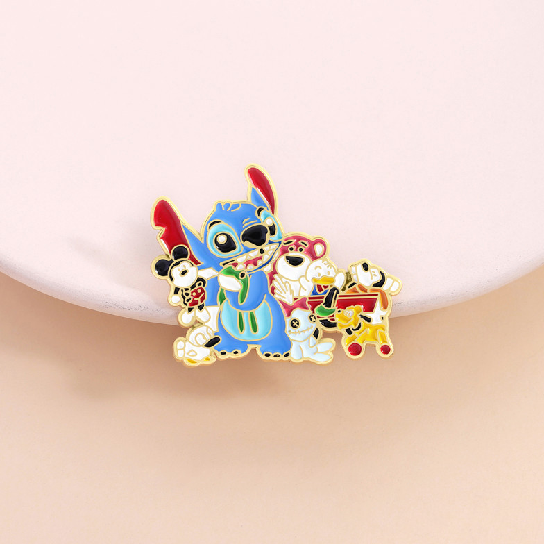 น่ารักStitchเคลือบPinสร้างสรรค์อะนิเมะตัวอักษรป้ายโลหะเสื้อผ้าLapelเข็มกลัดกระเป๋าเป้สะพายหลังอุปกรณ์เสริมของขวัญที่ไม่ซ้ํากันสําหรับแฟน