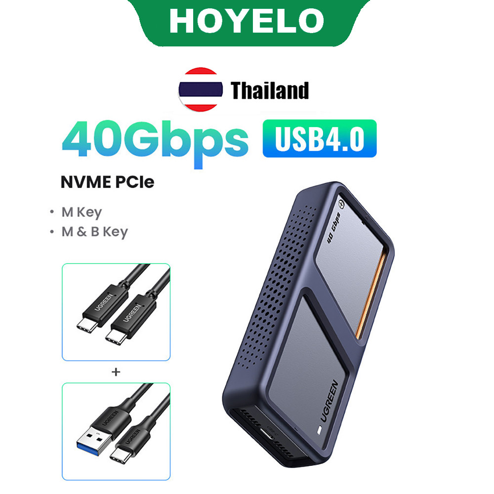 UGREEN 80Gbps 40Gbps M.2 NVMe พร้อมพัดลมระบายความร้อนเคส SSD ป้องกันการตก