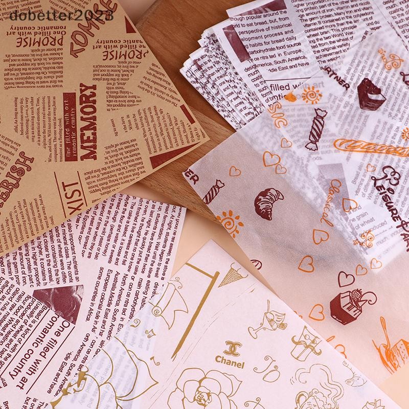 [DB] 50 แผ่น Bento Cake Box Pad Paper Burger Cake Oil Proof Paper Plate Paper TH