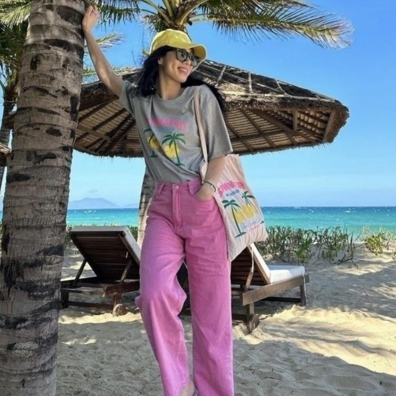 Lunar Blossom 💕💕 กระเป๋าหิ้ว กระเป๋าผ้าใบสะพายไหล่ ลายพิมพ์ต้นมะพร้าว ความจุขนาดใหญ่ แฟชั่นลำลอง ส่งไวจากไทย - รูปที่ 2