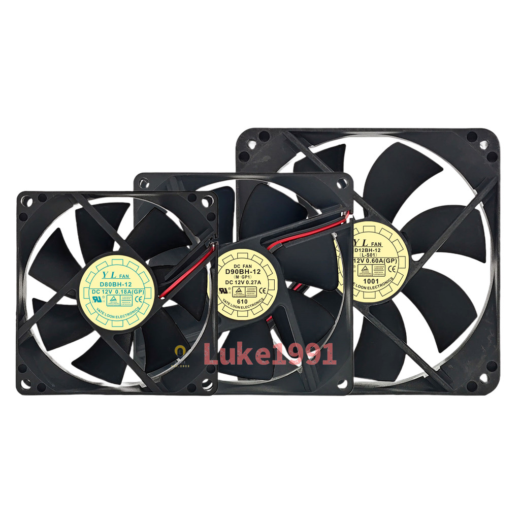 YUELUN D60BV/D80BH/D90BH/D12BH/D12SHD80SH/D90SH-12 DC 12V พัดลมระบายความร้อนเงียบ 0.5A 0.18 A 0.3 A 