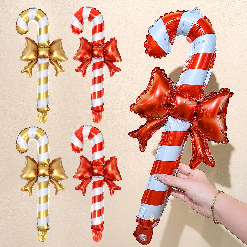 ลูกโป่งตกแต่งพอง-3/6/9/12/15PCS ลูกโป่งอ้อยขนมคริสต์มาส - Bowknot Cane บอลลูน Stick - สุขสันต์วันคริสต์มาสตกแต่ง - คริสต์มาสปีใหม่อุปกรณ์ปาร์ตี้
