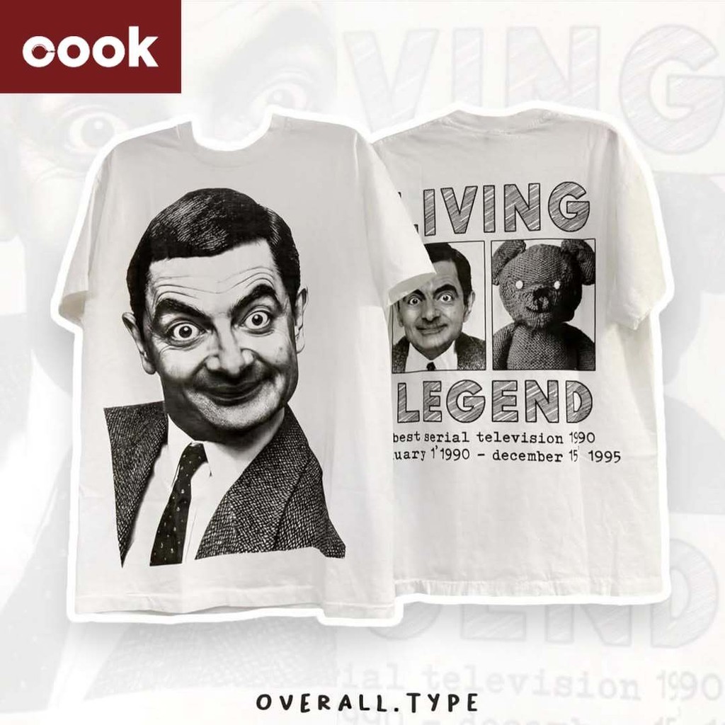 rowan atkinson เสื้อยึด ผ้าเทคโนโลยี Sorona จากอเมริกา พิมพ์ลาย mr. bean เสื้อยืด oversize เหมาะ ผู้