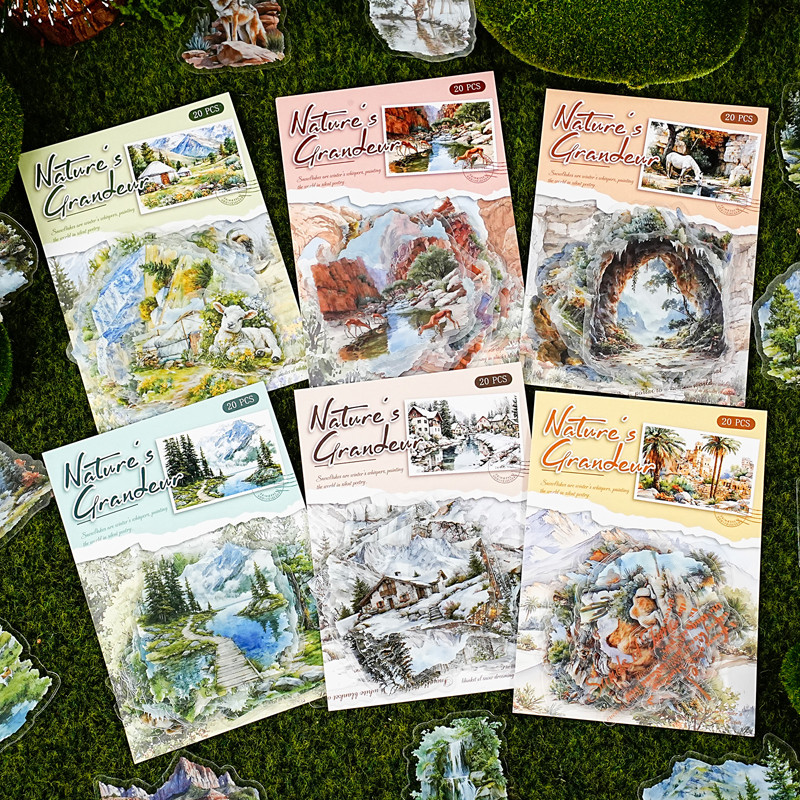 นาย กระดาษ20ชิ้น/ถุงกันน้ําสัตว์เลี้ยงสติกเกอร์กระเป๋าฤดูหนาวป่าบ้านหิมะทิวทัศน์หนังสือมือสติกเกอร์สร้างสรรค์ทําเองการ์ดอวยพรถ้วยกรอบรูปกล่องเก็บ สมุดบันทึก ตกแ