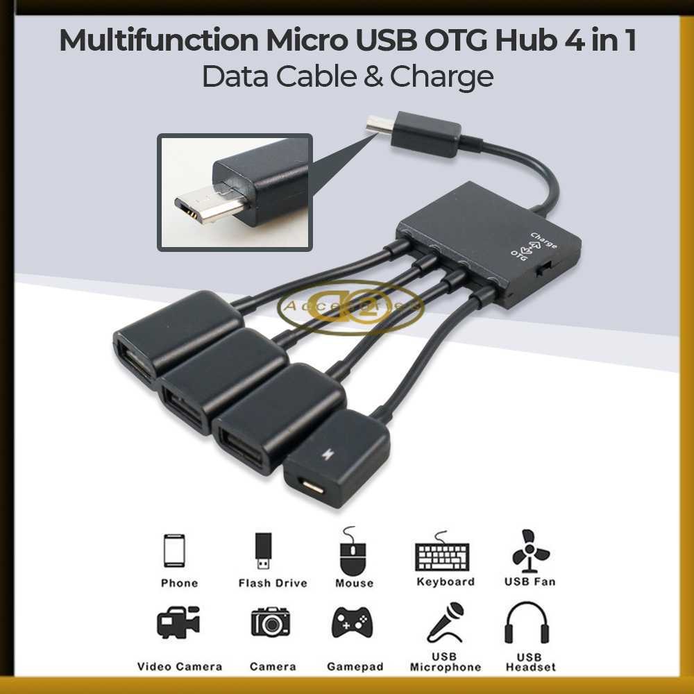 มัลติฟังก์ชั่น Micro USB OTG Hub 4in1 Data Cable & Charge - M3H4