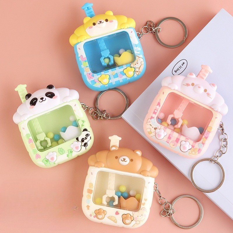 การ์ตูนความเครียด Reliever พวงกุญแจของเล่น Mini Claw Machine พวงกุญแจเกมเด็กของขวัญ
