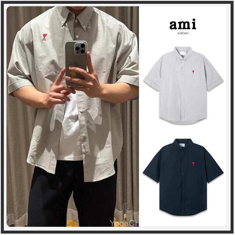 new ami ความรัก เสื้อแฟชันใหม่อามิ สไตล์เหมือนกันสำหรับผู้ชายและผู้หญิง ทำจากผ้าฝ้ายแท้ ลายปักสวยงาม และมีให้เลือกหลายสีทึบ