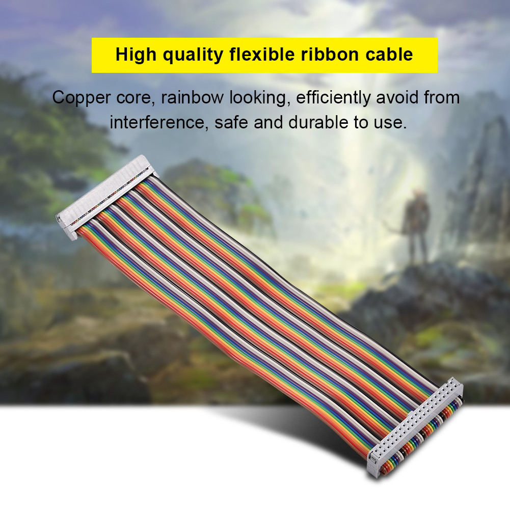 Yoaushop Jumper Wires ชายหญิง GPIO Ribbon Cable Gpio 40 Pin Rainbow Interface