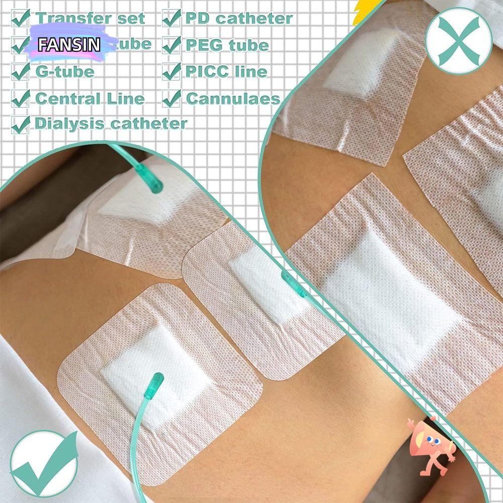 FANSIN 10pcs Feeding Tube Pad, Gtube Supplies Repellent Diatherin Chest Catheter Cover, ทนทานอุปกรณ์