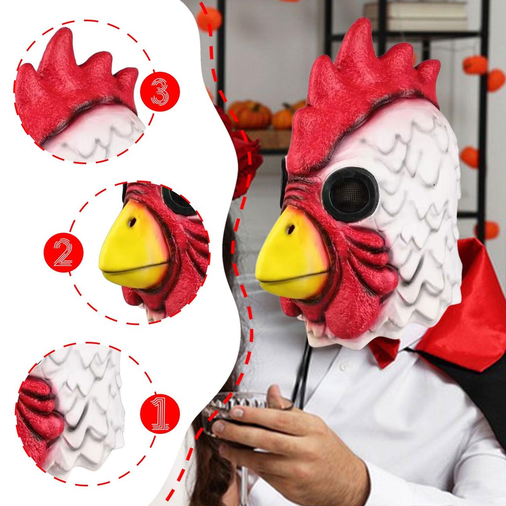 [apsdqns] Latex Turkey Head Mask Chicken Costume Accessory for Themed Party Carnival