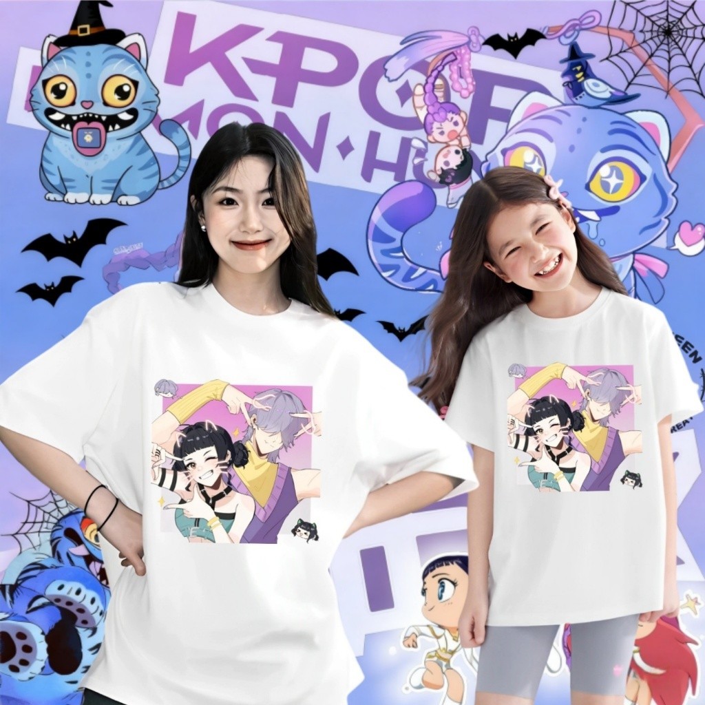 เสื้อเด็กฮาโลวีน Kpop Demon Hunter x Halloween Trick or Treat Pumpkin แขนสั้น ผ้าฝ้าย Adult &kids Ts
