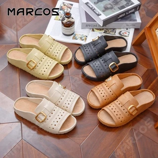 MARCOS สุภาพสตรีสไตล์เกาหลีรองเท้าแตะแบนน้ำหนักเบาลื่นนุ่มแต่เพียงผู้เดียวกับผู้หญิงรองเท้า รองเท้าแตะชายหาดกันน้ำ#01