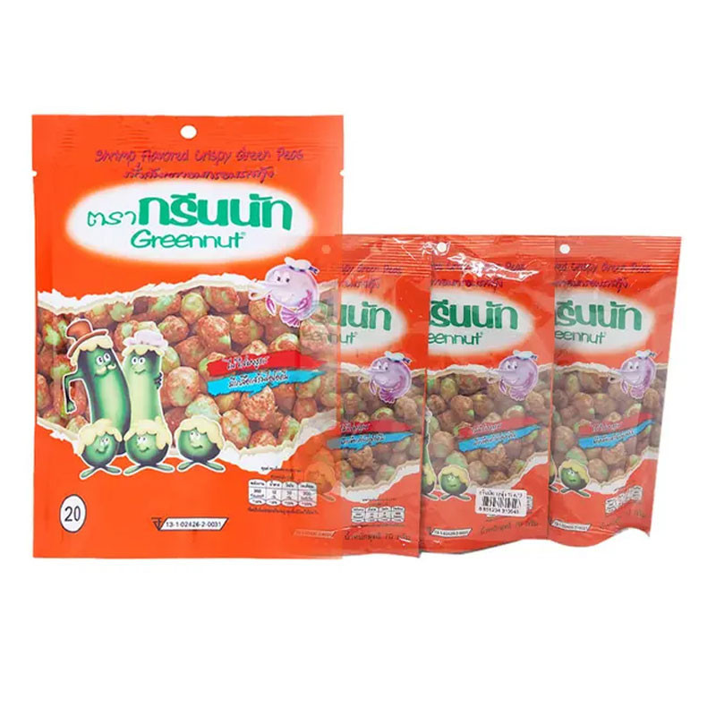 กรีนนัท ถั่วลันเตาอบกรอบ รสกุ้ง 70 ก. x 3 (GREENNUT Crispy Green Peas Shrimp 70 g x 3)