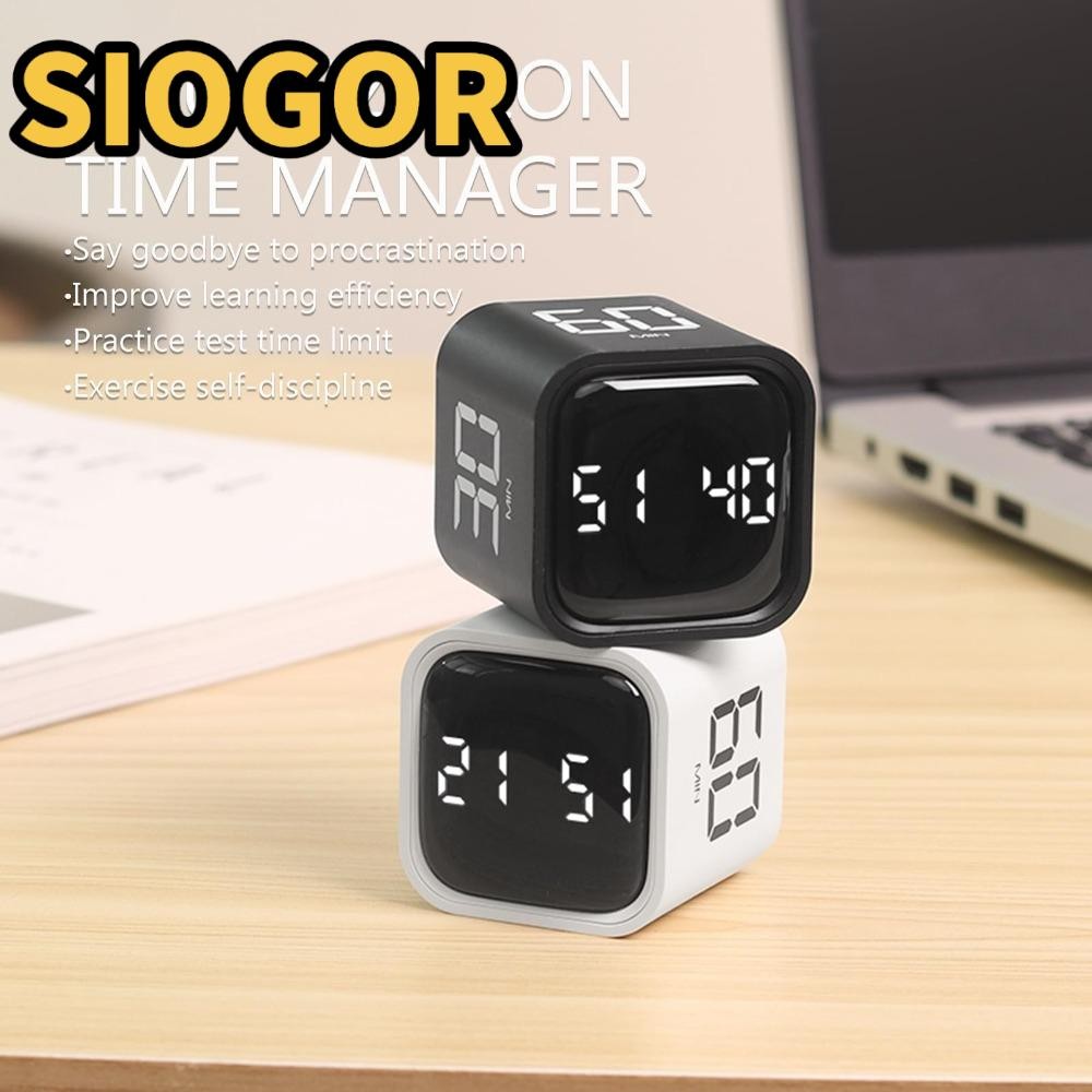 SIOGOR Digital Cube Timer, Gravity Sensing 3 Volume Adjustable Pomodoro Timer, 5/10/30/60min การหมุน