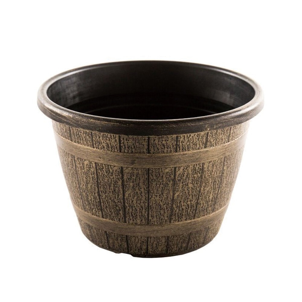 LOCAL789 Tree O  กระถางต้นไม้ทรงถังไม้ 12นิ้ว รุ่น AM010 ขนาด 30.5*21ซม.  สีไม้  ร้านอยู่ในไทย