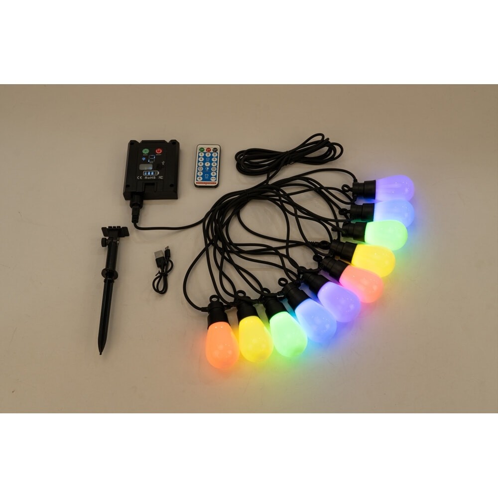 LOCAL789 EILON ไฟระย้าตกแต่งเทศกาล โซลาร์เซลล์ 10 หลอด ยาว 8เมตร 10W รุ่น ETDC-8M10D-QBRGB แสง RGB ร