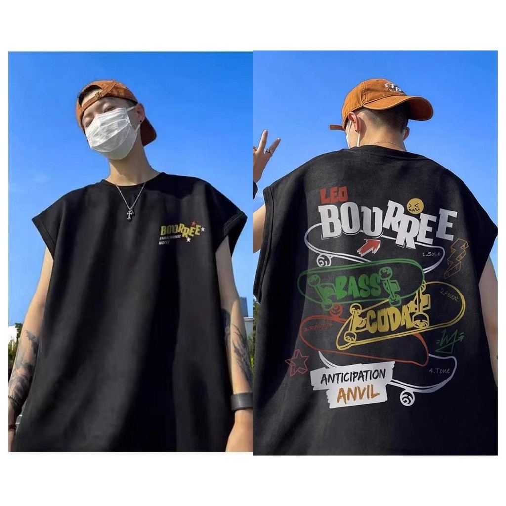 เสื้อแขนกุด Oversize สกรีนตัวอักษรแฟชั่น วัยรุ่นนิยม สวมใส่สบาย เท่ห์ไม่ซ้ำใคร