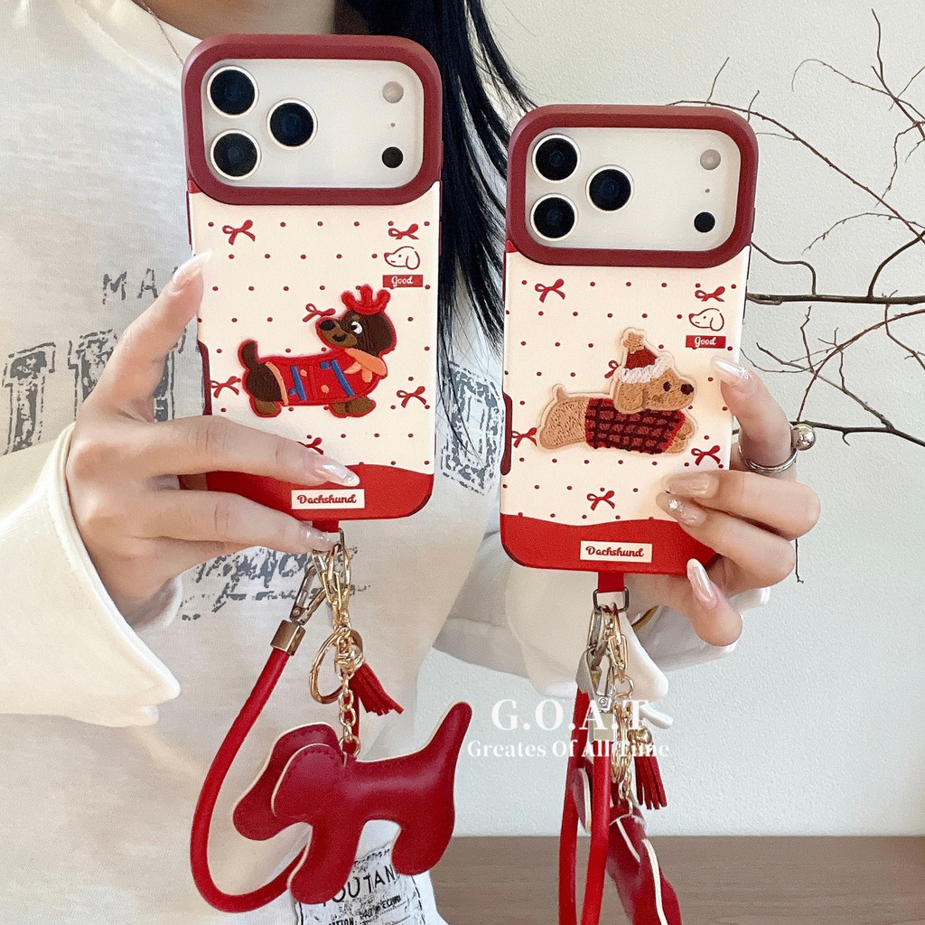 GOAT ลาย 3D ปักสุนัขปลอกสําหรับ iPhone 17 16 15 14 13 12 PRO MAX iPhone 17 PRO MAX ป้องกัน anti-drop กลับกรณี - รูปที่ 5