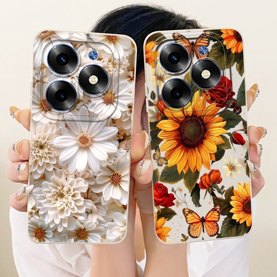 สําหรับ Tecno Spark Go 2024 BG6 เลนส์ป้องกันกรณี Tecno Spark Go (2024) สวย Daisy Sunflower Soft ซิลิ