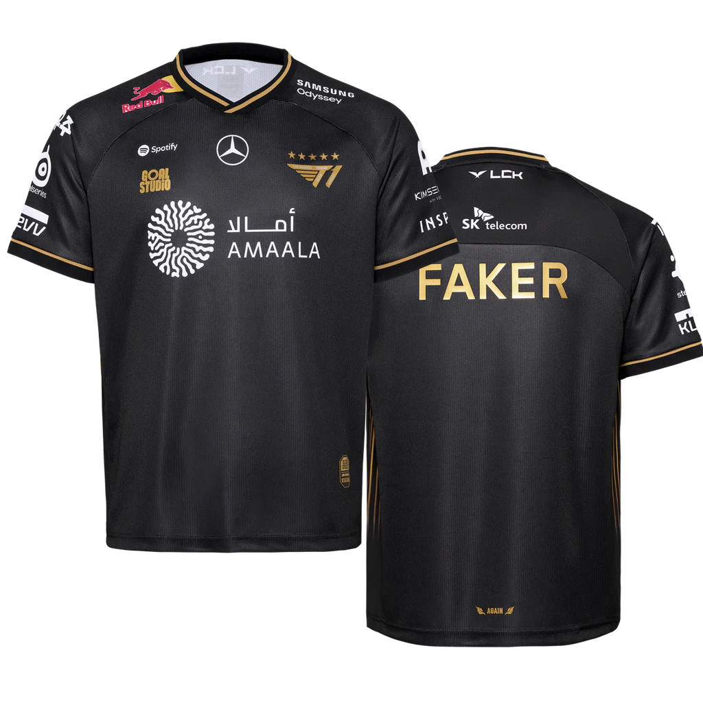 เสื้อยืดทีม Faker จาก LOL Esports สำหรับ T1 Worlds ปี 2025