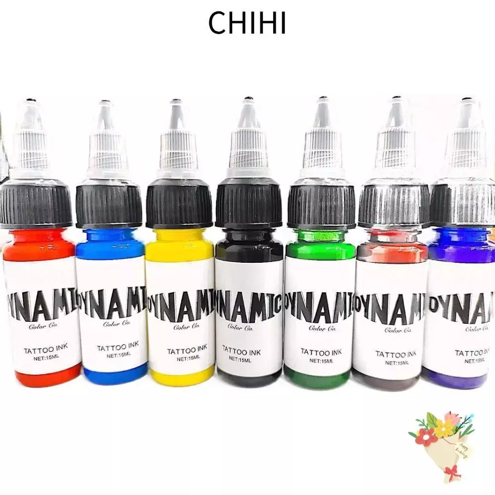 CHIHI Tattoo Ink, 15ML สีดําสีน้ําตาล Tattoo Practice Color, Bright Body Art สีขาวสีฟ้าสีแดงเขียว Tattoo Pigment Supplies