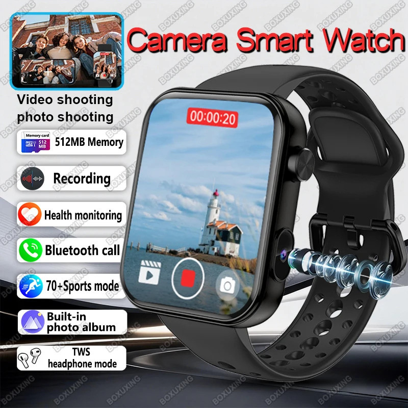 ใหม่กล้อง SmartWatch ผู้ชายผู้หญิงภาพบันทึกวิดีโอกีฬาฟิตเนสสุขภาพกันน้ํา Bluetooth Call Recording Sm