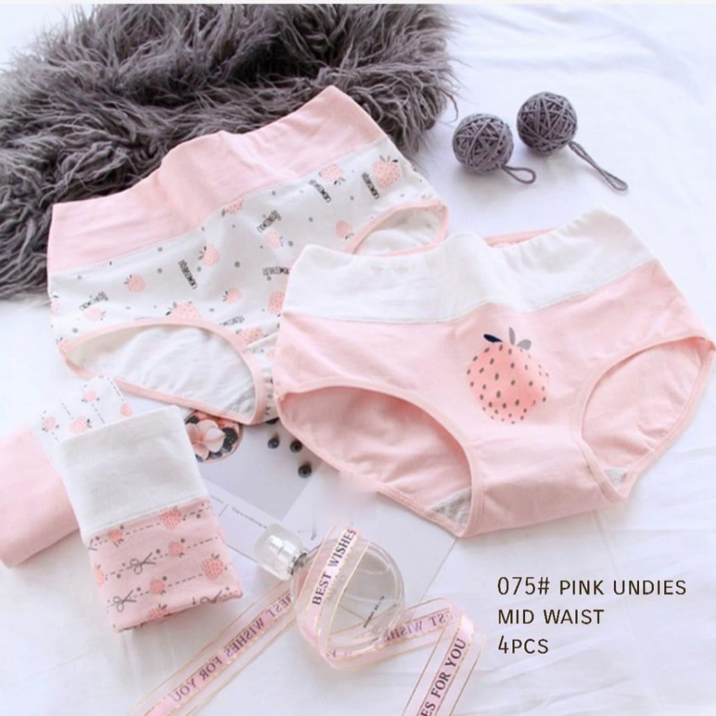 YR 3M 4PCS UNDERWEAR 075 UNDIES TM THREE M PINK MIDWAIST แฟชั่นแฟชั่นสตรี