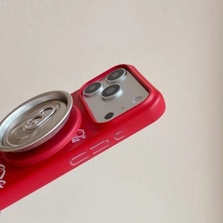 ปลอกสําหรับ iPhone 17 Pro Max 16 15P Magnetic Attraction แฟชั่น Creative Cola รูปแบบเคสโทรศัพท์สีแดงพร้อมขาตั้งแบบพับได้กันกระแทก PC Anti-scratch ฝาครอบป้องกัน Shell