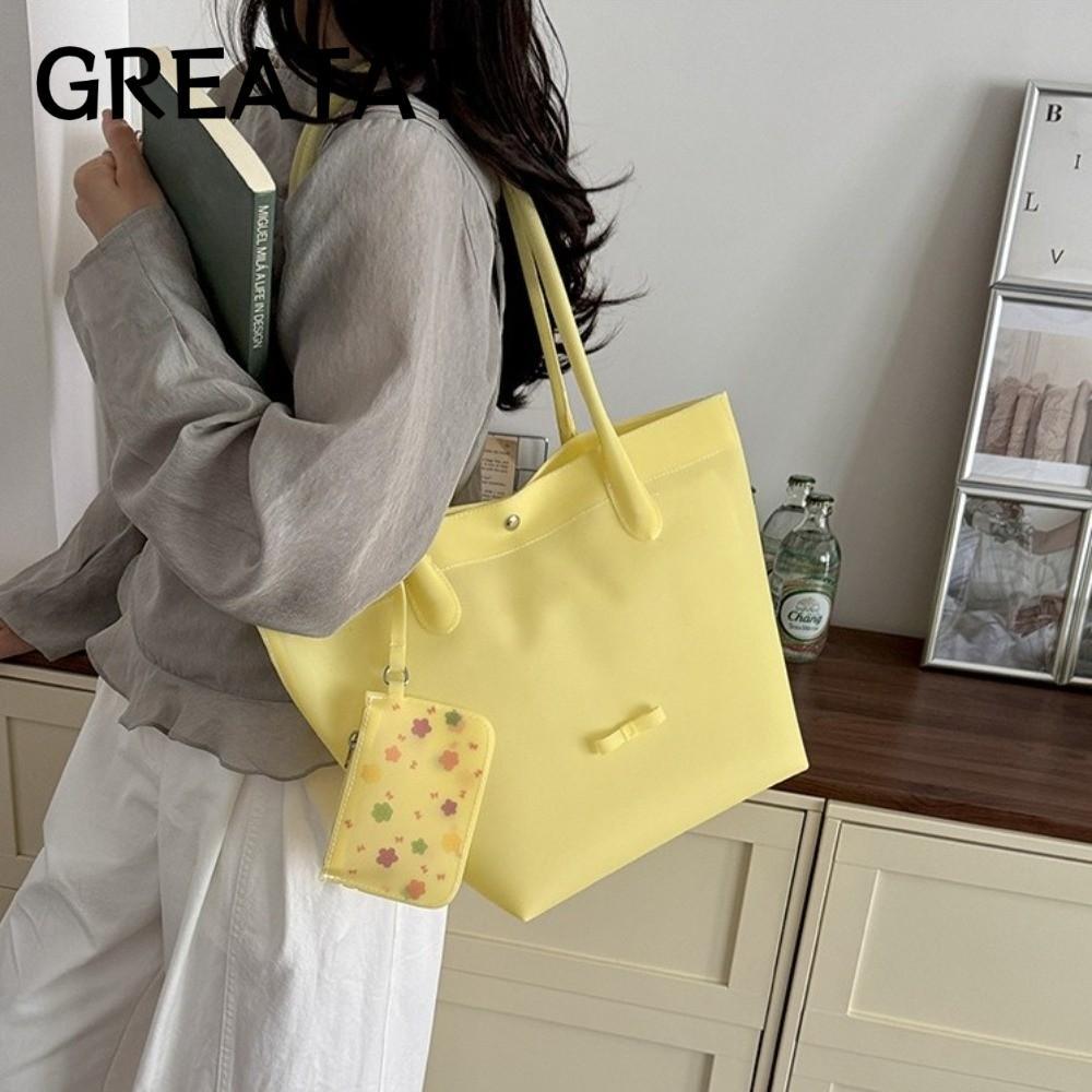 GREAT Tote Bag, Jelly Color Large Capacity Handbag, PVC Waterproof Solid Color Beach Shoulder Bag
