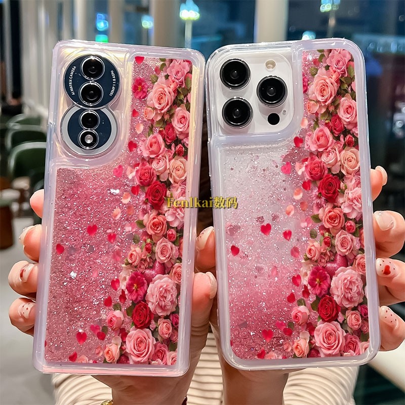 Pink Rose Flower Bush vivoY200i Glitter เคสโทรศัพท์เหมาะสําหรับ IQ0013/IQ00Neo10/y300/Y36
