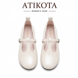 Atikota รองเท้าส้นแบนหัวกลมมีหัวเข็มขัด ดีไซน์ทันสมัย ​​สวมใส่สบาย เข้ากับทุกชุด