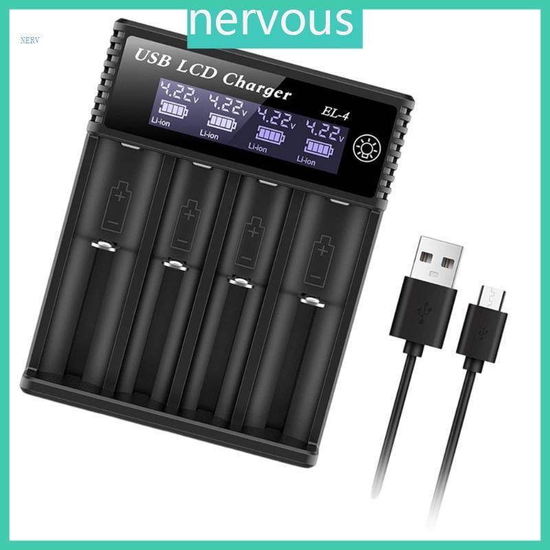 NERV USB C เครื่องชาร์จ LCD สําหรับ 18650 และ 21700 Liion Cells 4 ช่องอิสระ