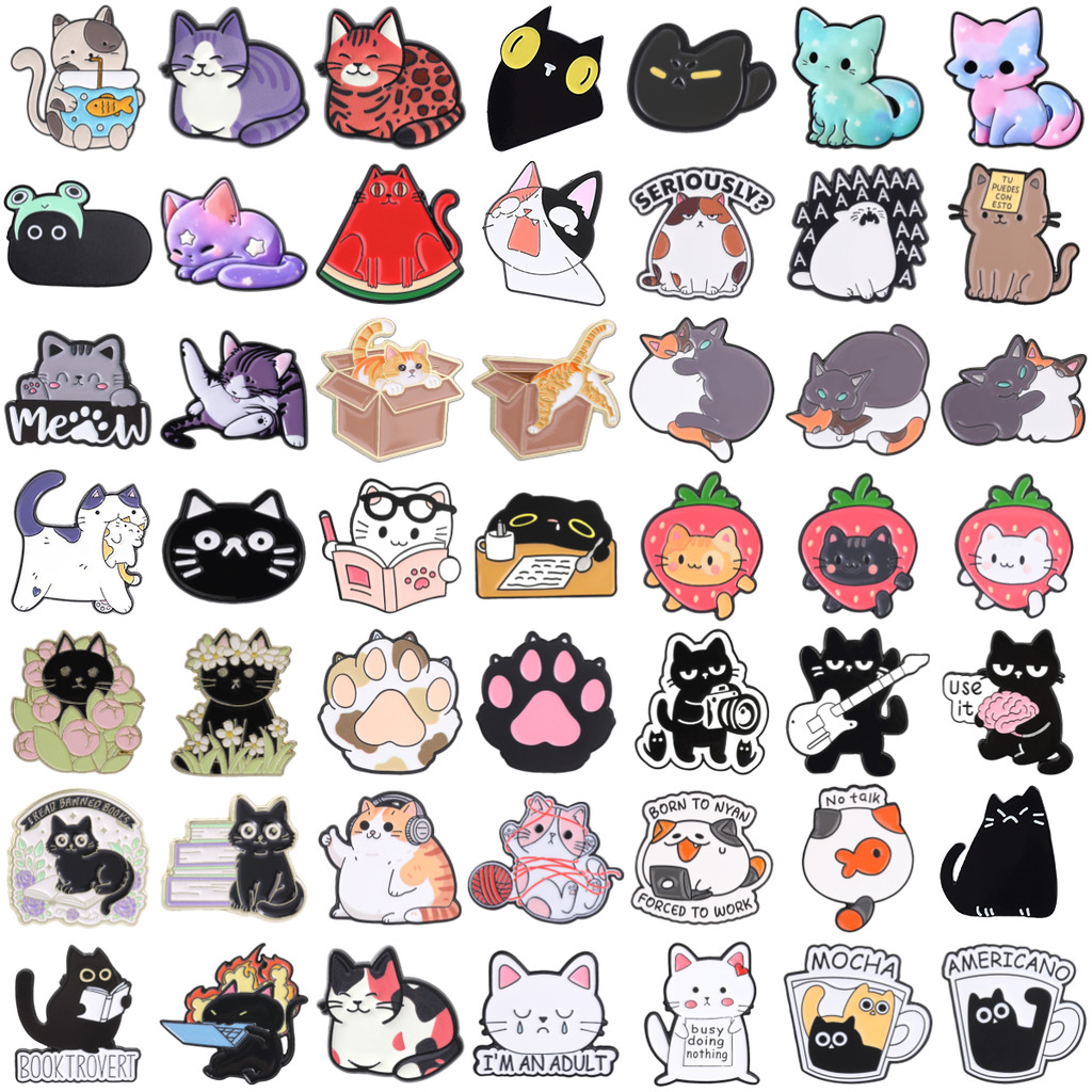 100รูปแบบแมวน่ารักเข็มกลัดการ์ตูนลูกแมวหมุดโลหะสําหรับกระเ
