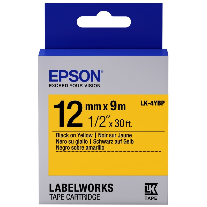 Epson เทปพิมพ์อักษร 18 มม. ดำพื้นเทปเหลือง LK-5YBP