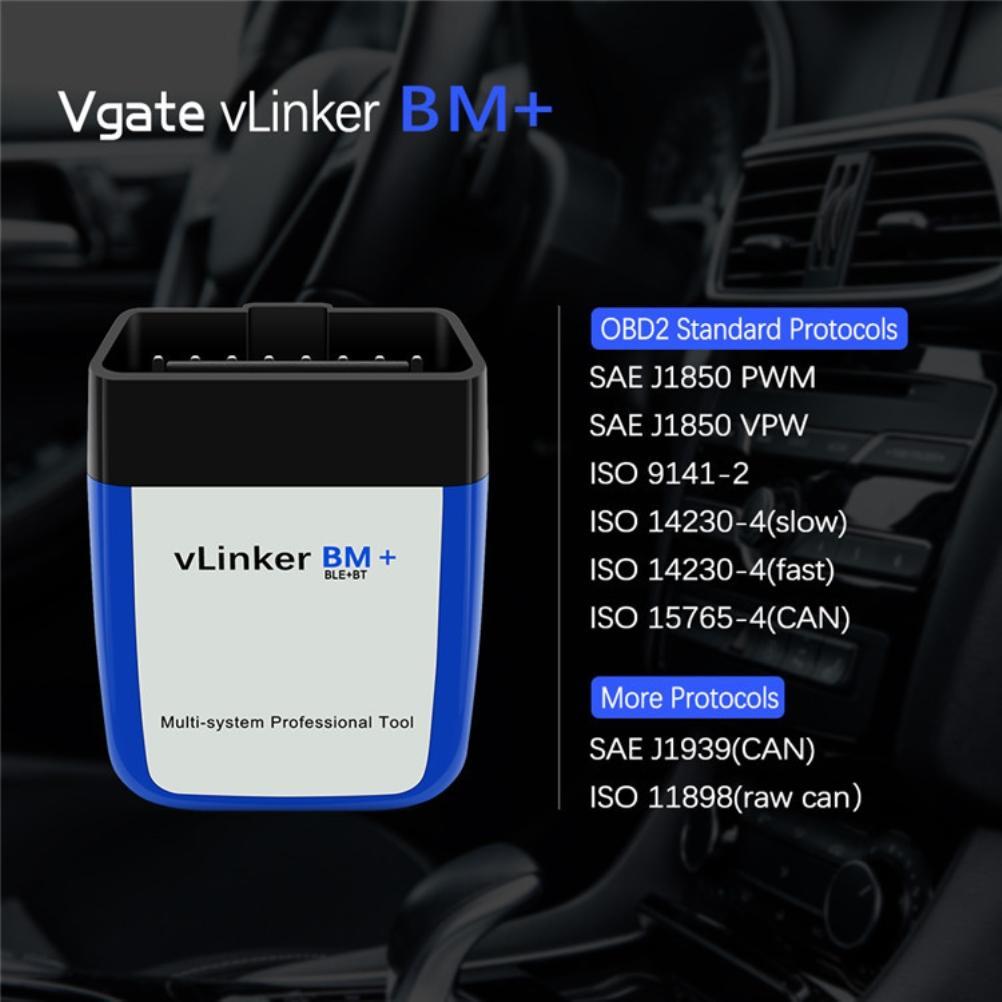 TMA ~ Vgate Vlinker BM + OBD2 V2.2 บลูทูธ Dual Mode 4.0 Diagnostic เครื่องตรวจจับความผิดพลาดรถยนต์เข