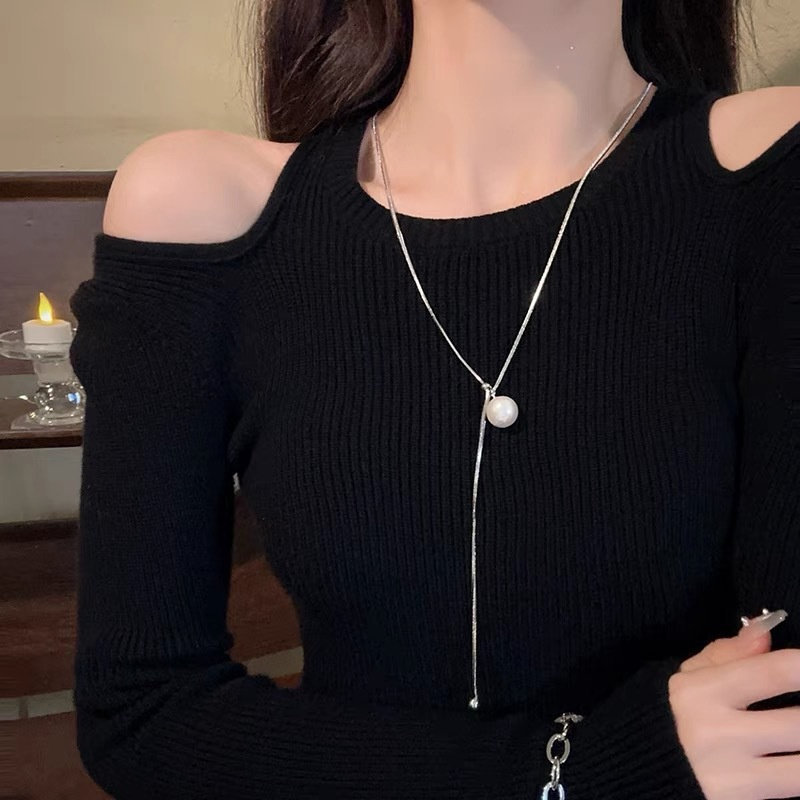 จี้สร้อยคอ สร้อยคอมุก - Journal Collection- วาด Elongated One Pearl สร้อยคอยาวผู้หญิง 2026 สไตล์ใหม่