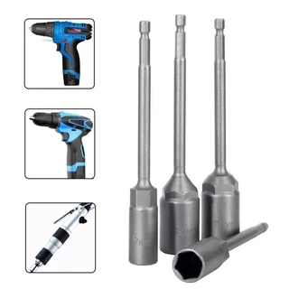 10PC 5-14 มม.ยาวไฟฟ้าเจาะ SOCKET HEAD Bolt NUT DRIVER Bit Impact เจาะ Bits อะแดปเตอร์ซ็อกเก็ตประแจ EXTENSION Bar 150 มม.
