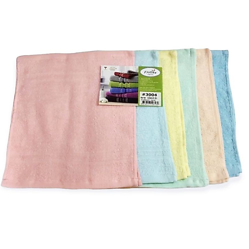 (12ผืน)ผ้าขนหนู อเนกประสงด์ เช็ดโต๊ะ Cotton100% ยี่ห้อ FROLINA ฟลอริน่า ขนาด12x12 นิ้ว