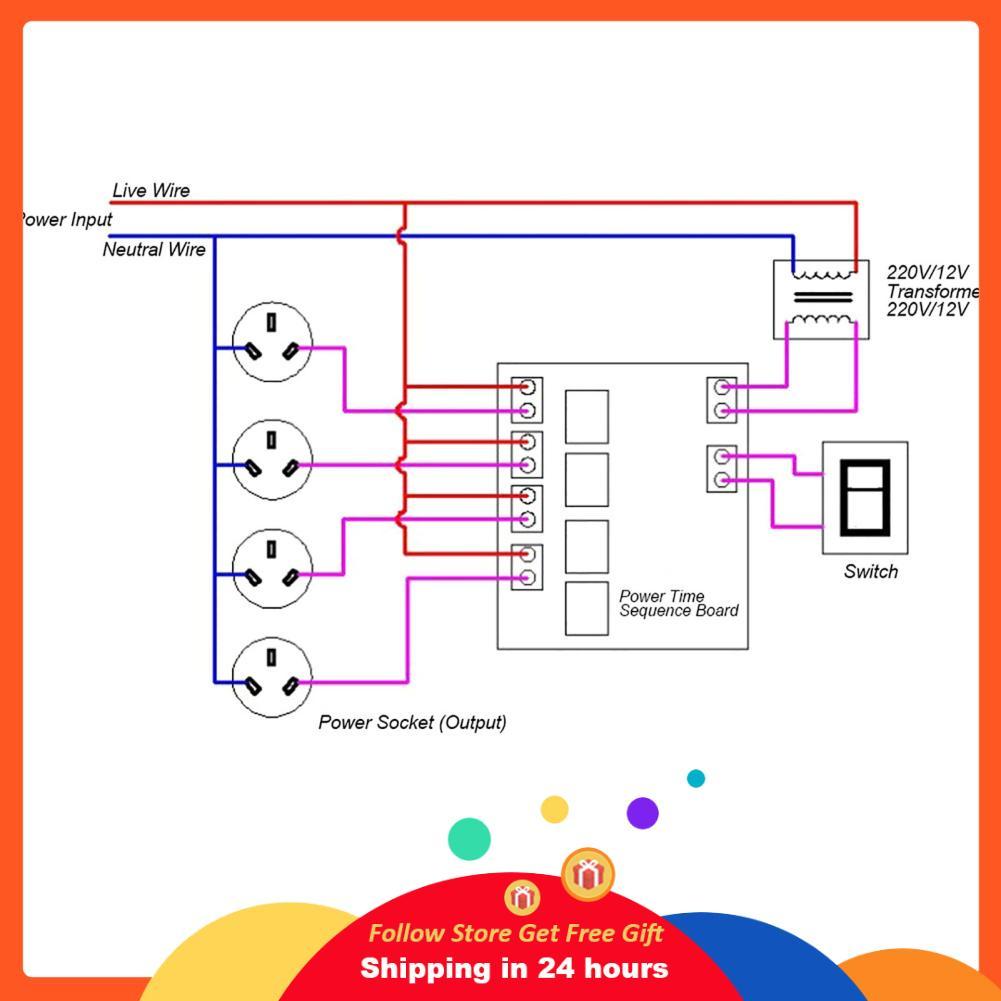 Supergoodsales 30A 4 Channel Power Sequence Board ปรับ Sequential Controller โมดูลสำหรับ 12V ควบคุม 