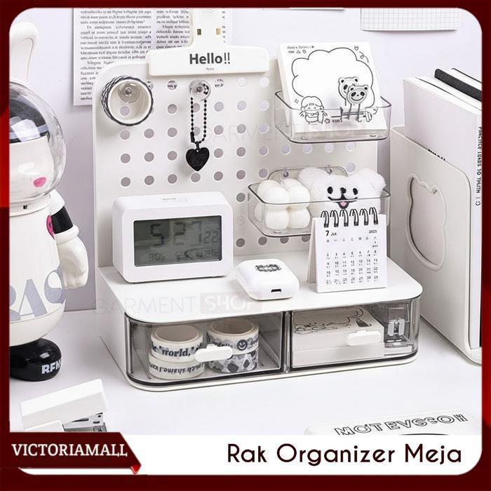 Aesthetic Multifunctional Pegboard Desk Organizer Rack สําหรับเครื่องเขียน,หนังสือและ Minimalist Des