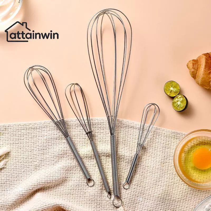 Attainwin Mini Spring Handle Manual Whisk สแตนเลส