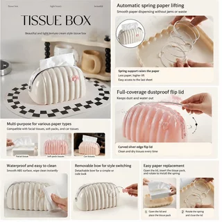 คูปองสุดคุ้ม！ กล่องทิชชู่ฟักทอง 20*13*12CM แบบพลาสติก ที่ใส่กระดาษทิชชู่ในรถ ห้องน้ำ ตั้งโต๊ะได้