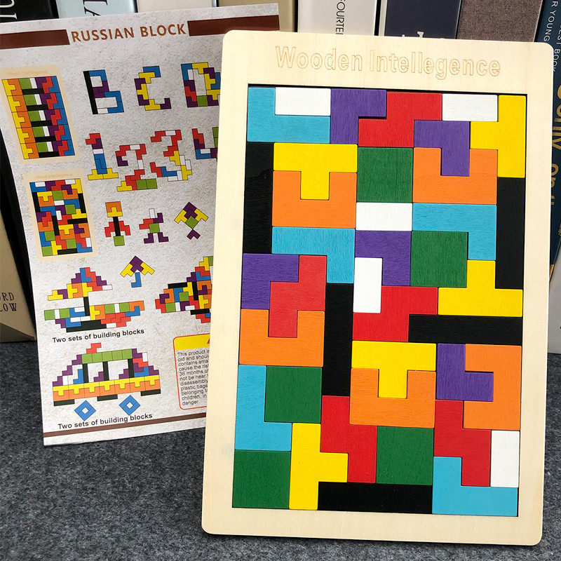 เด็กทารกเด็ก Tetris Mystery สี่ Tangrams ปริศนาปริศนาเด็กผู้หญิงการศึกษาของเล่นบล็อกตัวต่อ