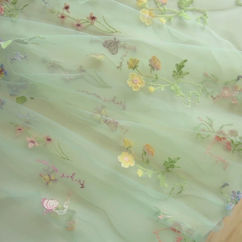 ดอกไม้เย็บปักถักร้อยผ้าTulle 130 ซม.กว้าง 0.5M Soft Sheerตาข่ายจีนHanfuชุดงานแต่งงานเย็บDIY Craft Designerวัสดุ