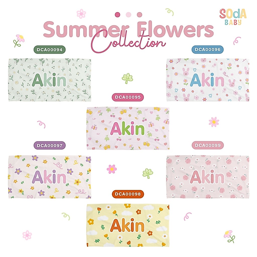 ผ้าเช็ดตัวเด็ก Summer Flowers Collection #ใส่ชื่อได้ รหัส DCA00094-DCA00099 [รอสินค้า 3-4วัน]