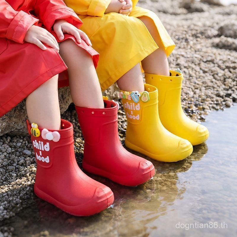 NV8Q รองเท้ากันฝนเด็กกันน้ํา Anti-Slip หญิงเด็กทารก Soft-Soled High-Top Long-Tube โรงเรียนอนุบาลรองเท้าน้ําชาย